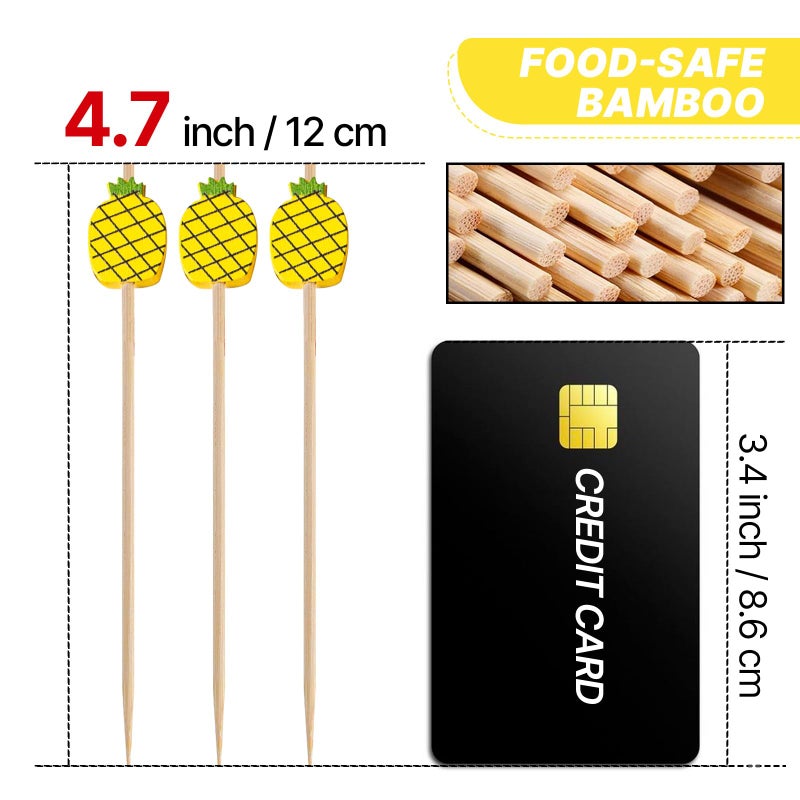 PuTwo Cocktail Picks Handmade Bamboo Toothpicks 100pcs 4.7" in Yellow Pineapples - Image 2